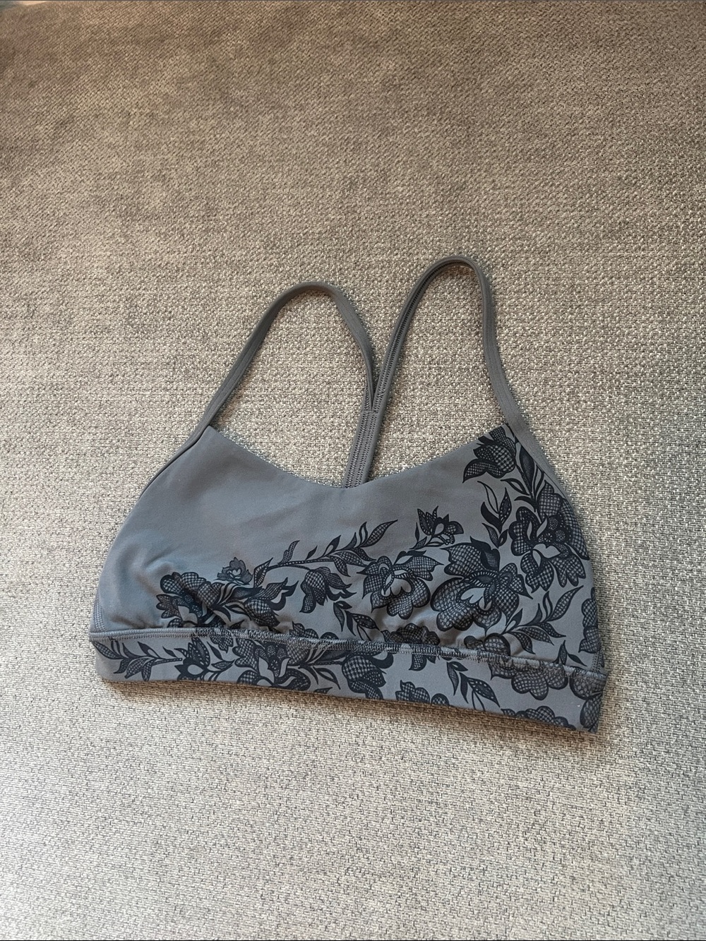 lululemon athletica Gray Floral-Print Sports Bra